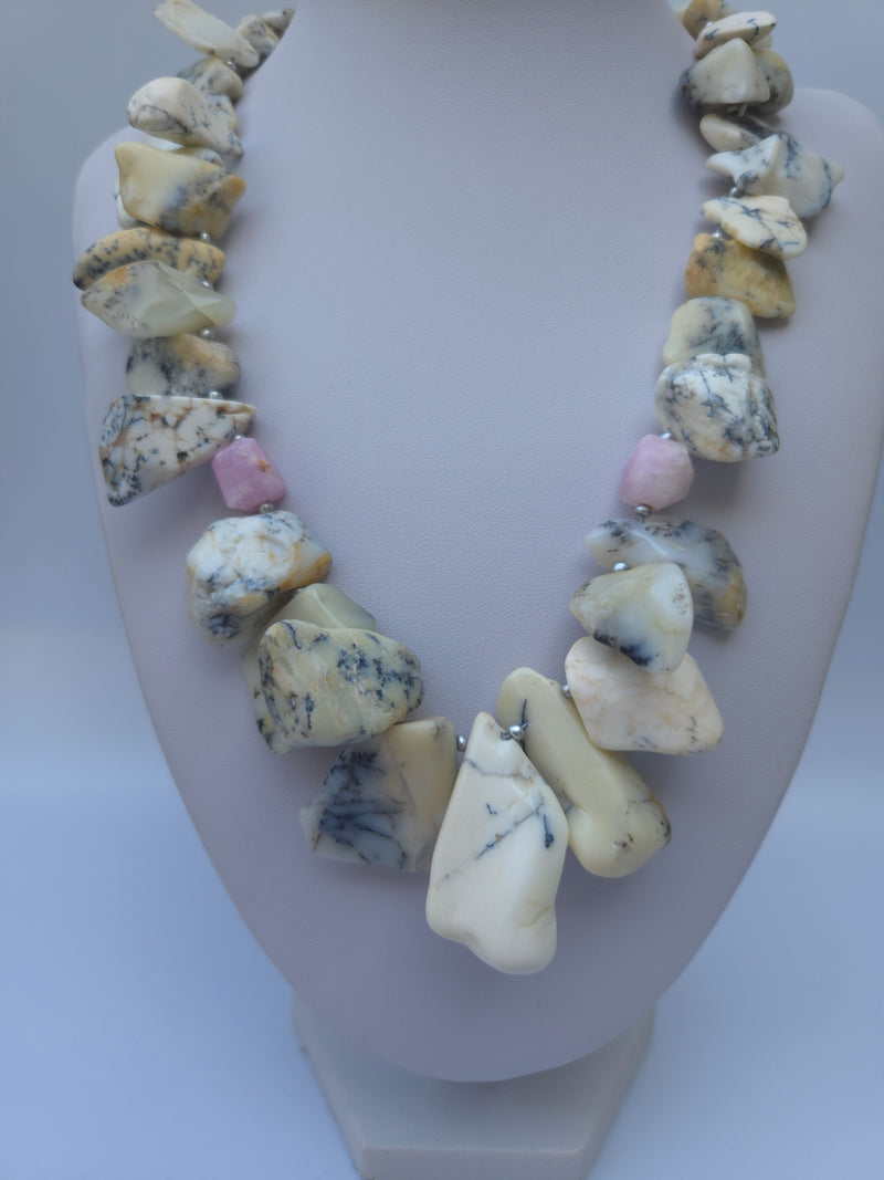 Magical Merlinite and Pink Aragonite Necklace