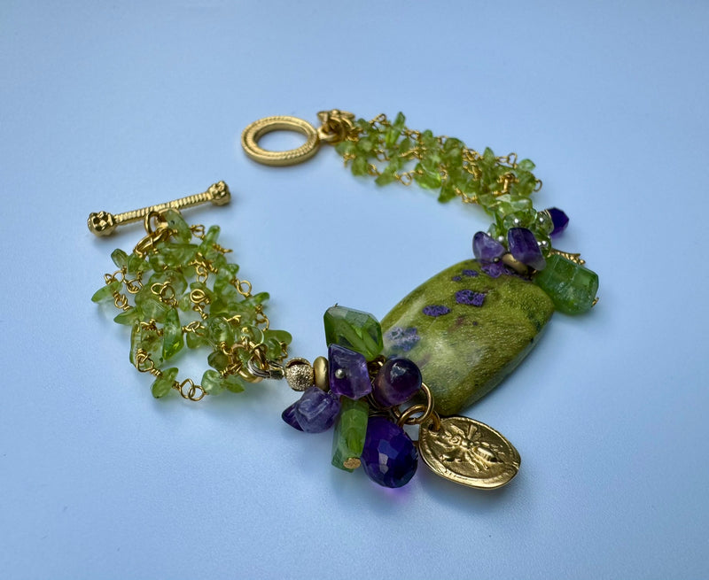 Rare Beauty (Atlantisite, Amethyst & Peridot Bracelet)