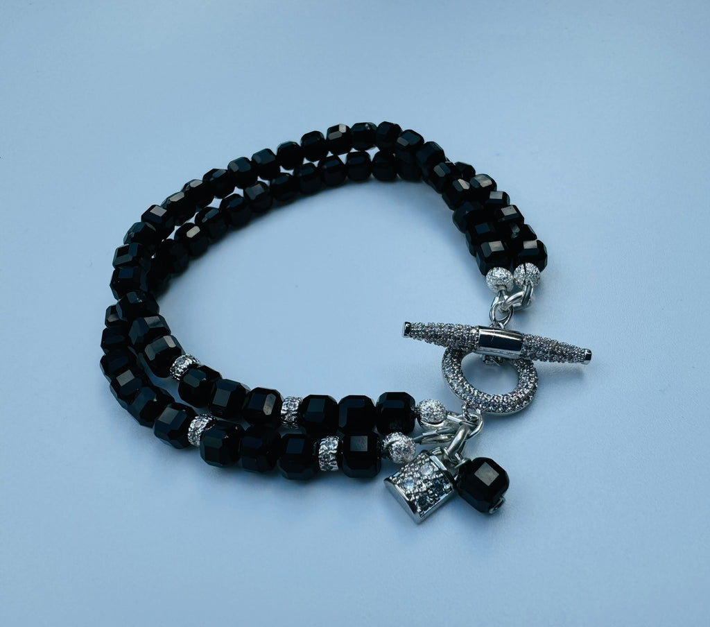 "Parisian Nights" Black Agate Bracelet