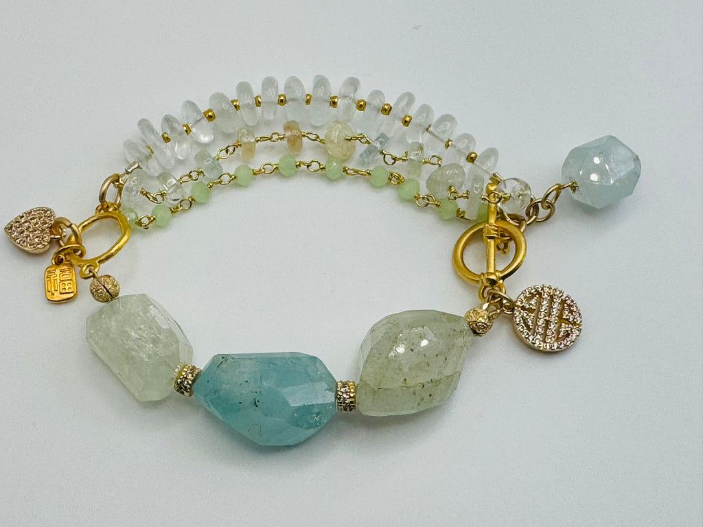 Aquamarine & Chalcedony Bracelet