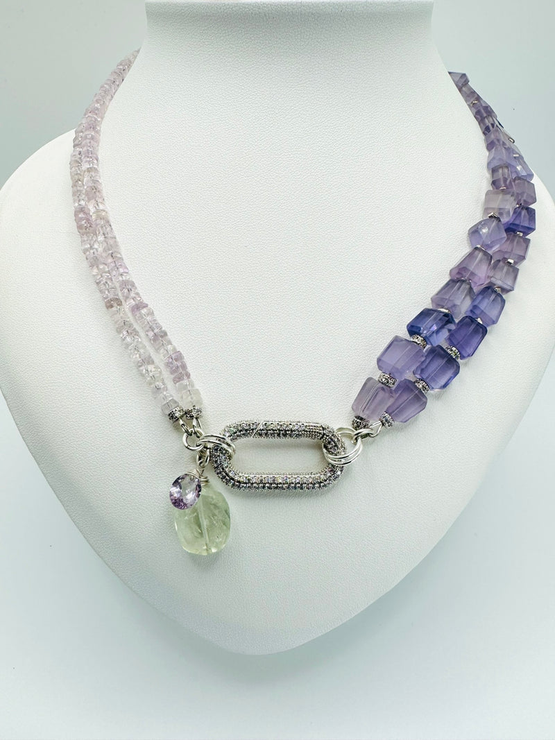 "Lavender Dream" Necklace (Lavender Fluorite & Pink and Green Amethyst)