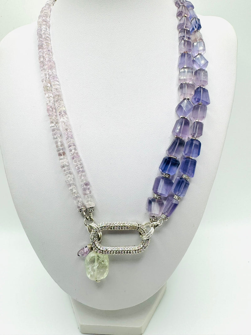 "Lavender Dream" Necklace (Lavender Fluorite & Pink and Green Amethyst)