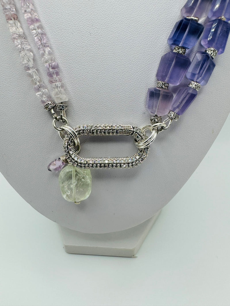 "Lavender Dream" Necklace (Lavender Fluorite & Pink and Green Amethyst)