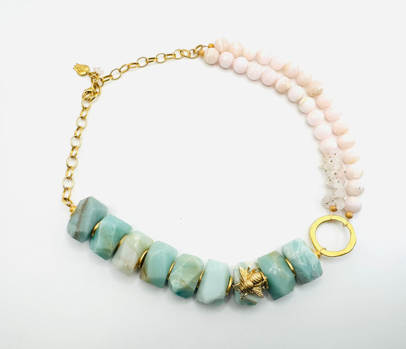 Amazonite & Pink Mangano Calcite Necklace