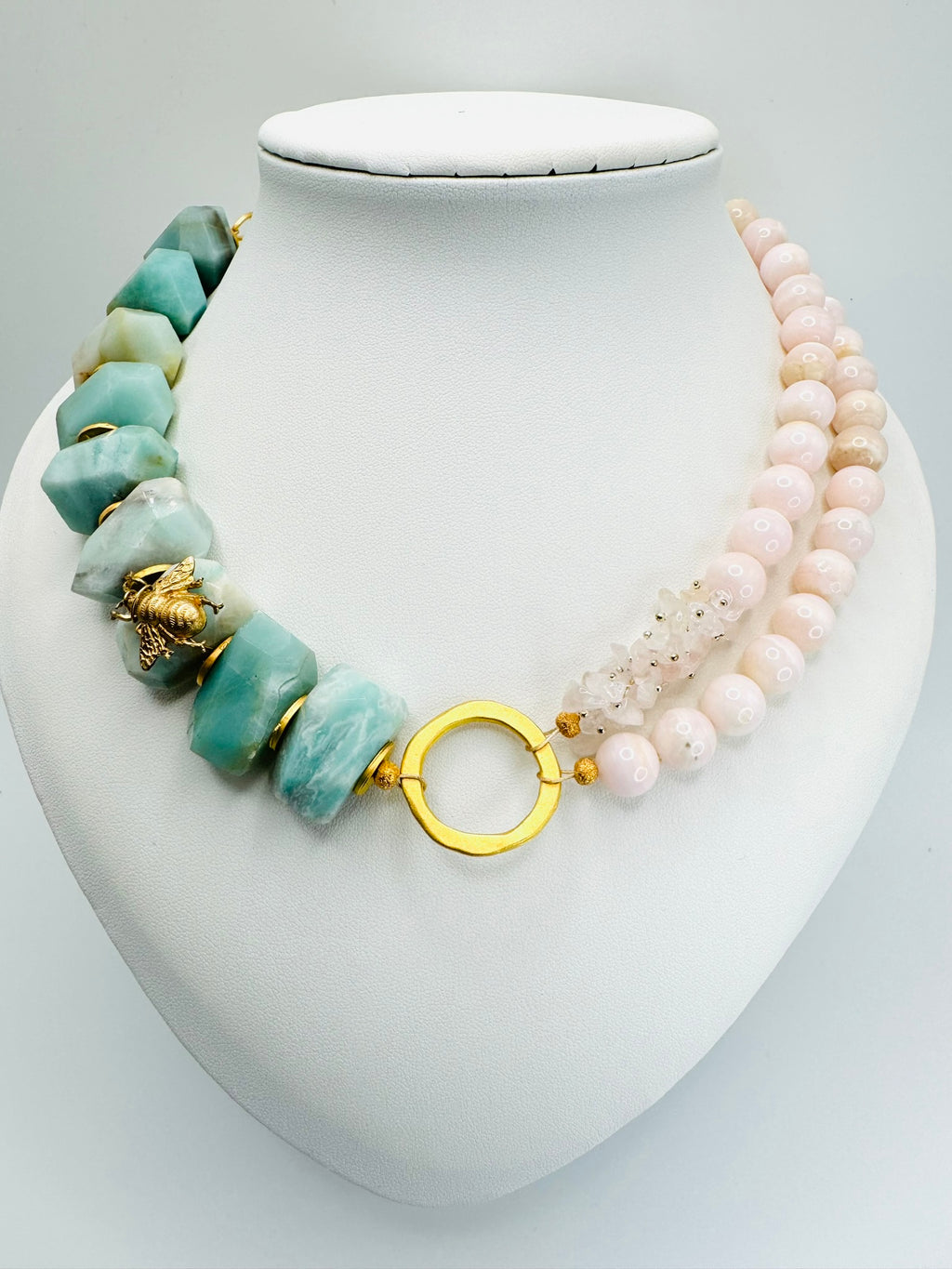 Amazonite & Pink Mangano Calcite Necklace