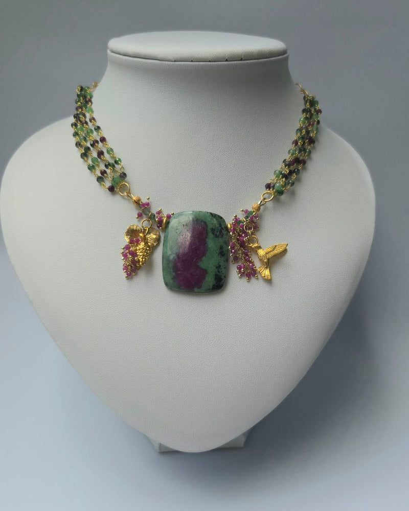 "Lavender Dream" Necklace (Lavender Fluorite & Pink and Green Amethyst)