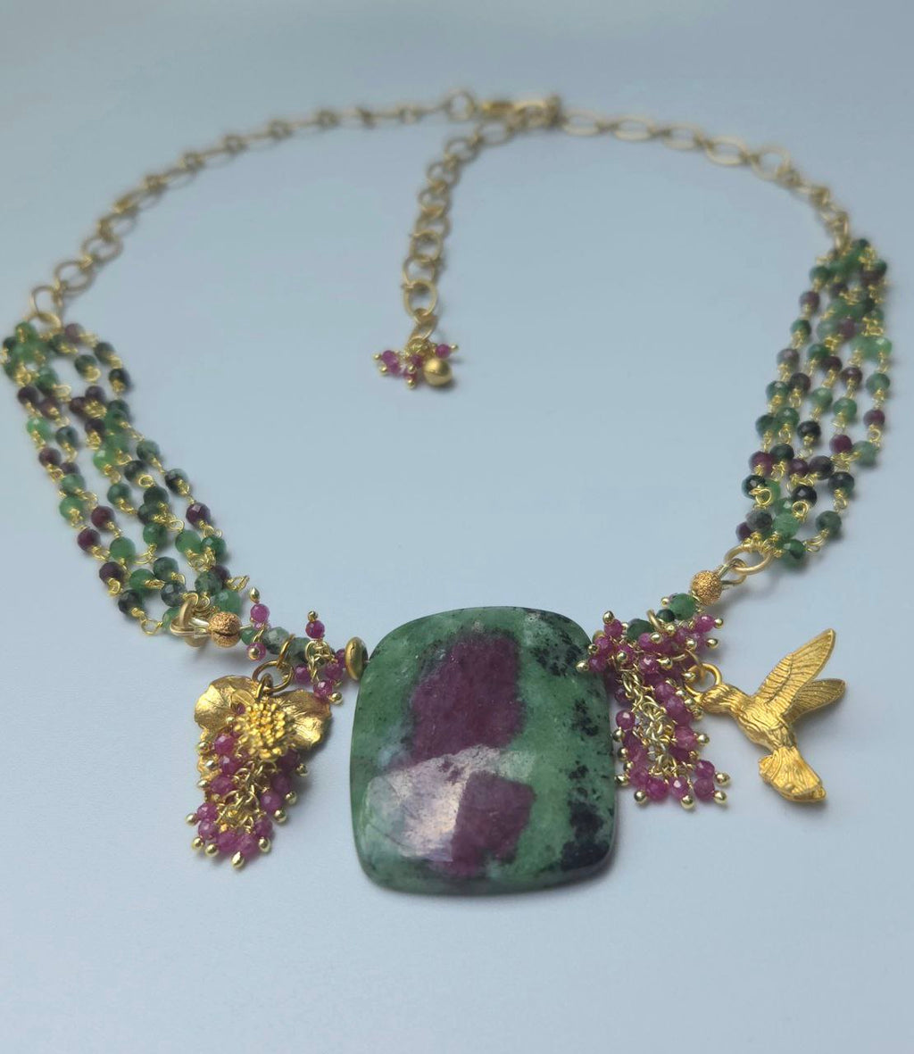 Juicy Ruby and Zoisite Necklace