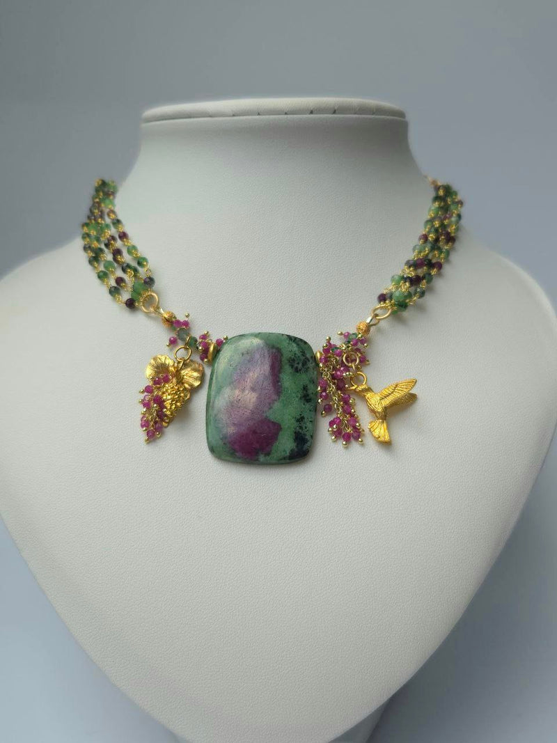 Juicy Ruby and Zoisite Necklace