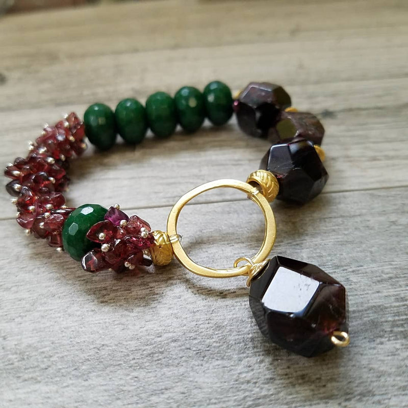 Gift of Passion & Vitality: Garnet & Jade Fusion (Available for custom order)